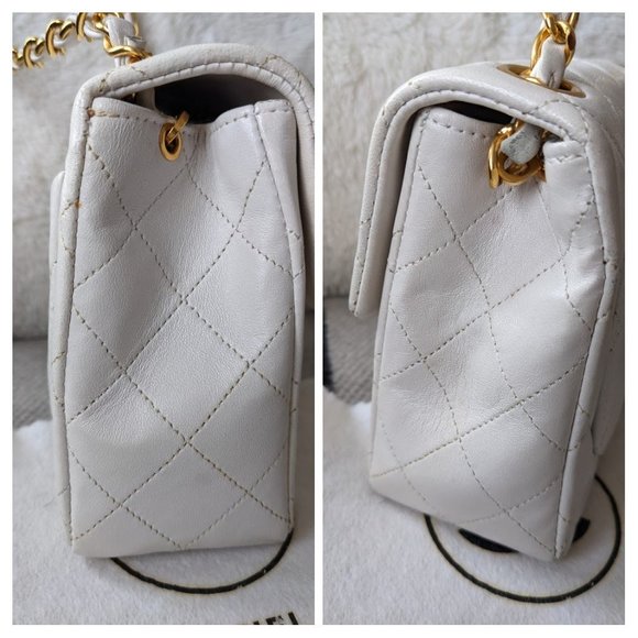 Chanel classic mini flap bag white and gold - Picture 10 of 12